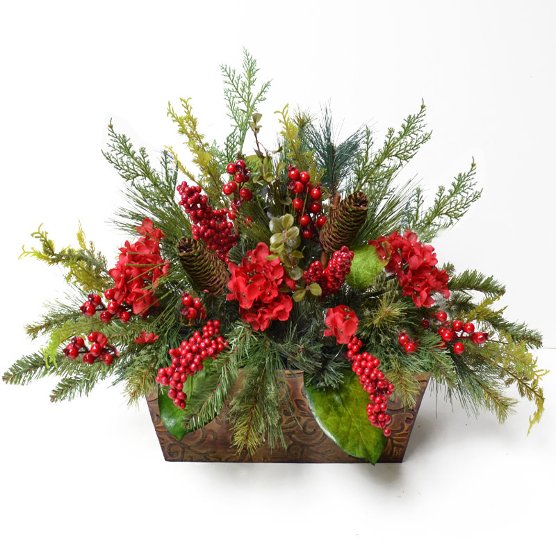 Floral Home Decor Pine and Berry Christmas Floral Arrangement & Reviews